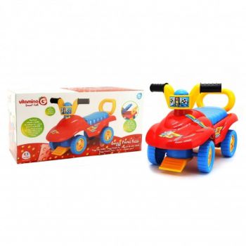 Masinuta pentru copii de impins interactiva Buggy multicolora cu portbagaj ieftin
