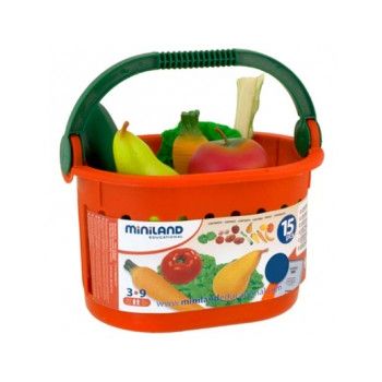 Miniland - Cos cu fructe si legume de jucarie ieftina