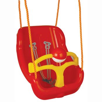Leagan mare pentru copii Pilsan Big Swing Rosu cu bara de protectie detasabila,bila cu zornaitoare,centuri de siguranta,franghie 160cm reglabila,greutate maxima suportata 100kg