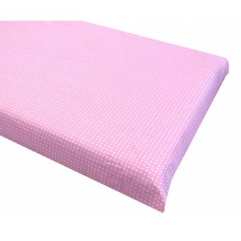 Cearsaf cu elastic pe colt 140x70 cm Buline albe pe roz