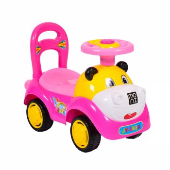 Masinuta copii Ride-On fara pedale Moni Super Car Pink cu functii muzicale si spatiu de depozitare
