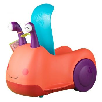 Ride-On fara pedale pentru copii B.Toys melc cu lumini si sunete, scaun ergonomic, loc depozitare jucarii, greutate maxima admisa 23 kg