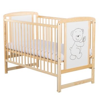 Patut din lemn Timmi BabyNeeds 120x60 cm cu laterala culisanta Natur la reducere