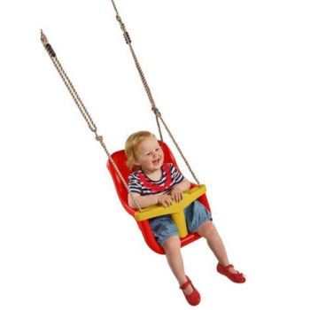 Leagan pentru bebelusi si copii 1-3 ani din plastic HDPE Luxe PP rosu galben la reducere