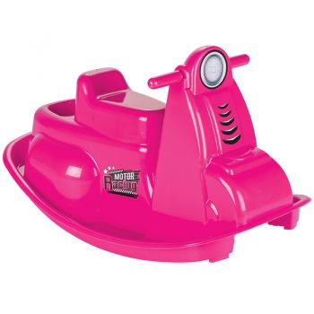 Balansoar pentru copii Pilsan Rocking Moto Pink cu manere ergonomice,sistem antirasturnare,plastic rezistent UV,greutate maxima suportata 35kg