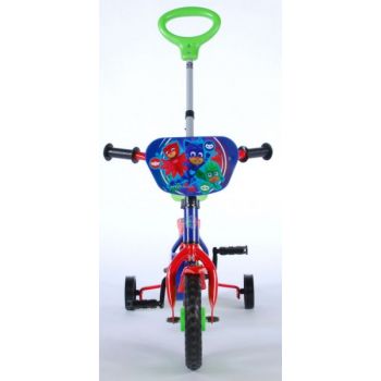 Bicicleta pentru baieti 10 inch cu maner roti ajutatoare PJ Masks