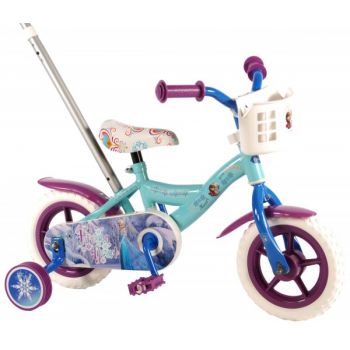 Bicicleta pentru fete 10 inch cu maner roti ajutatoare si cosulet Frozen