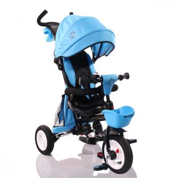 Tricicleta pliabila cu maner parental si sezut reversibil Byox Flexy Lux Blue la reducere