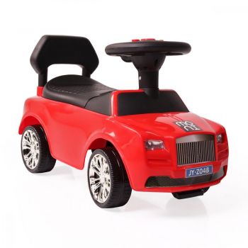 Masinuta copii fara pedale Ride-On Moni Baron Red cu functii muzicale, spatiu depozitare jucarii, greutate maxima admisa 25 kg
