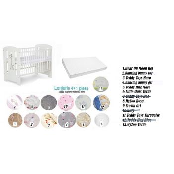 Pachet 3 in 1 Patut Safari Giraffe Alb 120x60 Pachet 3 in 1 Patut Safari Giraffe Alb 120x60