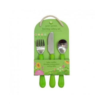 Set tacamuri de invatare Learning Cutlery Green Sprouts iPlay Aqua