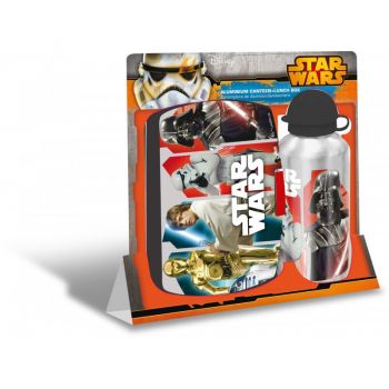 Set recipient apa Al 500ml si cutie pranz Star Wars gri de firma originala