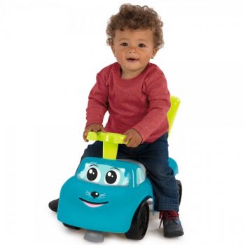 Masinuta copii Ride-On Smoby Auto blue de la 10 luni cu roti din plastic spumat si spatiu depozitare sub scaun