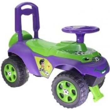 Masinuta copii fara pedale Ride-On Music 0142R02 Verde Violet cu sunete si greutate maxima admisa de 30 kg