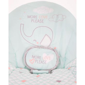 Leagan electric pentru copii KikkaBoo Felice Mint Elephant utilizare cu conectare la priza sau baterii,Picioare pliabile, Bara cu jucarii,Sezut reglabil,Muzica si sunete din natura,3 viteze de leganare,timer,centura siguranta