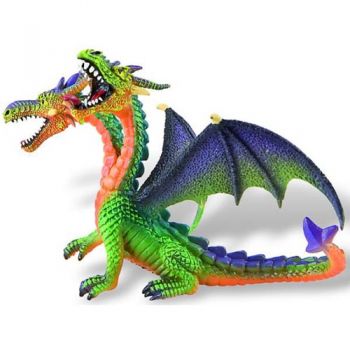 Figurina Bullyland Dragon Verde Cu 2 Capete