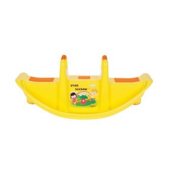 Balansoar pentru copii Pilsan Star Seesaw Yellow cu manere de sustinere,plastic solid,rezistent la UV,utilizare interiorexterior,baza cu siguranta antirasturnare