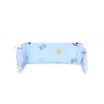 Protectie laterala pat 140 x 27 cm bumbac ranforce BearCar Blue Protectie laterala pat 140 x 27 cm bumbac ranforce BearCar Blue