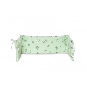 Protectie laterala pat 140 x 27 cm bumbac ranforce Lamb Green