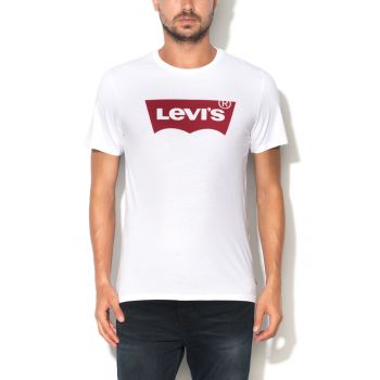 Tricou alb cu imprimeu logo ieftin