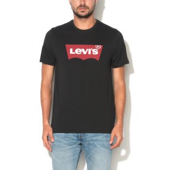 Tricou negru cu imprimeu logo la reducere