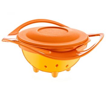 Bol multifunctional cu capac si rotire 360 grade Amazing Bowl Orange ieftina