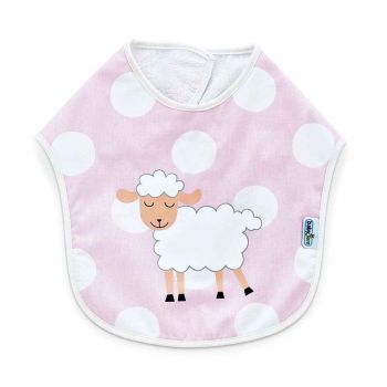 Baveta pentru copii din bumbac Dots Pink Lamb