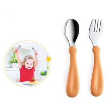 Set tacamuri din inox pentru copii BabyJem Orange