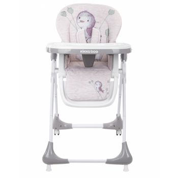 Scaun de masa pentru copii Sweet Nature Beige Bird cu inaltime reglabila, pliabil, spatar reglabil, roti,husa impermeabila detasabila, suport picioare reglabil, tavita dubla,centuri de siguranta,sistem siguranta antialunecare