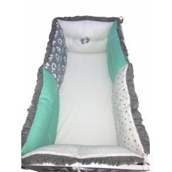 Set 6 aparatori protectii laterale patut 140x70 cm Verde - Elefantei gri
