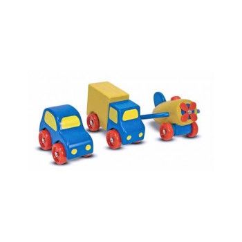 Set vehicule din lemn - Melissa & Doug ieftin