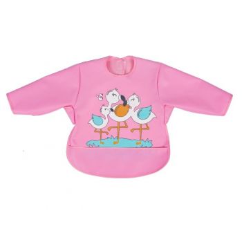 Baveta impermeabila cu maneci lungi Sevi Bebe roz