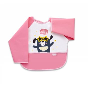 Baveta cu maneci si buzunar BabyJem Polly Bib Pink de firma originala