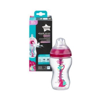 Biberon Advanced cu Sistem de Ventilatie, Tommee Tippee, 340 ml, fete, 1 buc