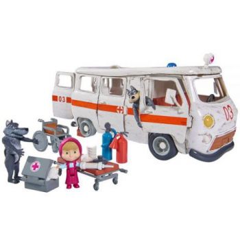 Masina Simba Masha and the Bear Ambulance cu accesorii ieftina