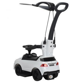 Masinuta copii de impins Chipolino Mercedes AMG GLE 63 white cu maner si copertina reglabila, bara de protectie, suport pentru picioare, spatiu de depozitare, volan cu sunete
