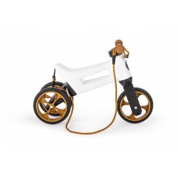 Bicicleta copii fara pedale 2 in 1 Funny Wheels Rider SuperSport Pearl, varsta 1-4 ani, transformabila din tricicleta cu doua roti spate in bicicleta cu o roata spate, anvelope de cauciuc plin, inaltime scaun 27-29 cm
