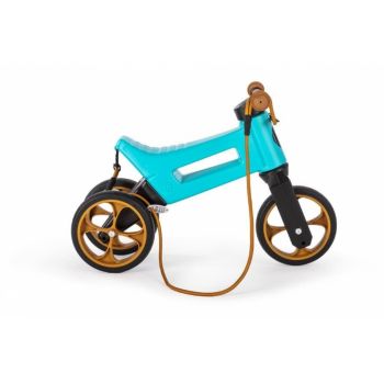 Bicicleta copii fara pedale 2 in 1 Funny Wheels Rider SuperSport Aqua, varsta 1-4 ani, transformabila din tricicleta cu doua roti spate in bicicleta cu o roata spate, anvelope de cauciuc plin, inaltime scaun 27-29 cm