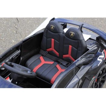 Masinuta electrica cu scaun din piele si roti EVA Lambourghini Aventador Black