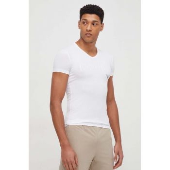 Emporio Armani Underwear tricou lounge culoarea alb, cu imprimeu de firma original