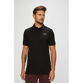 Kappa Polo de bumbac culoarea negru, cu imprimeu