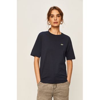 Lacoste tricou din bumbac culoarea bleumarin TF5441-001 ieftin