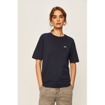 Lacoste tricou din bumbac culoarea bleumarin TF5441-001 la reducere