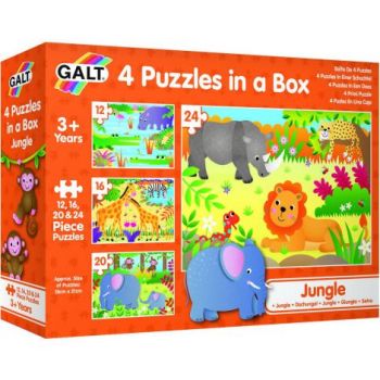 Set 4 puzzle-uri jungla (12, 16, 20, 24 piese) de firma originala