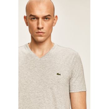 Lacoste tricou din bumbac barbati, culoarea gri, neted, TH6710