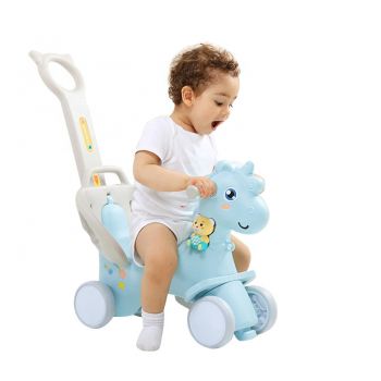 Balansoar 3 in 1 cu maner parental Nichiduta Unicorn Blue