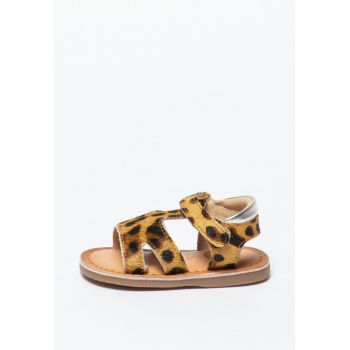 Sandale de piele cu par scurt si animal print Roseville de firma originale