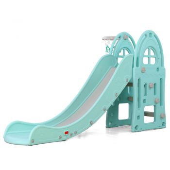 Tobogan pentru copii cu cos de baschet Nichiduta Garden Happy Slide Blue de firma original