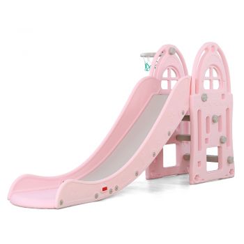Tobogan pentru copii cu cos de baschet Nichiduta Garden Happy Slide Pink de firma original