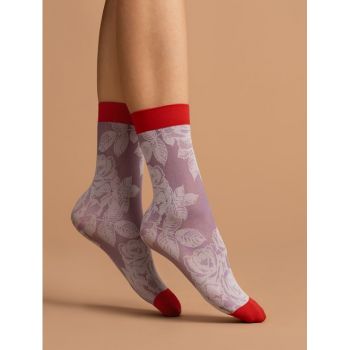 Sosete lycra cu trandafiri Fiore Red Rose 40 den Sosete lycra cu trandafiri Fiore Red Rose 40 den